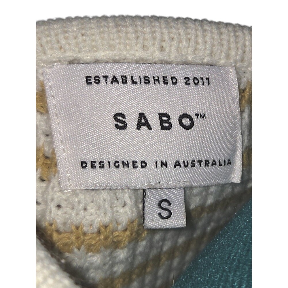 Sabo Beige Stripe Knit Two-Piece High Waisted Lounge Resort Vacation Short Set-S - Picture 3 of 8